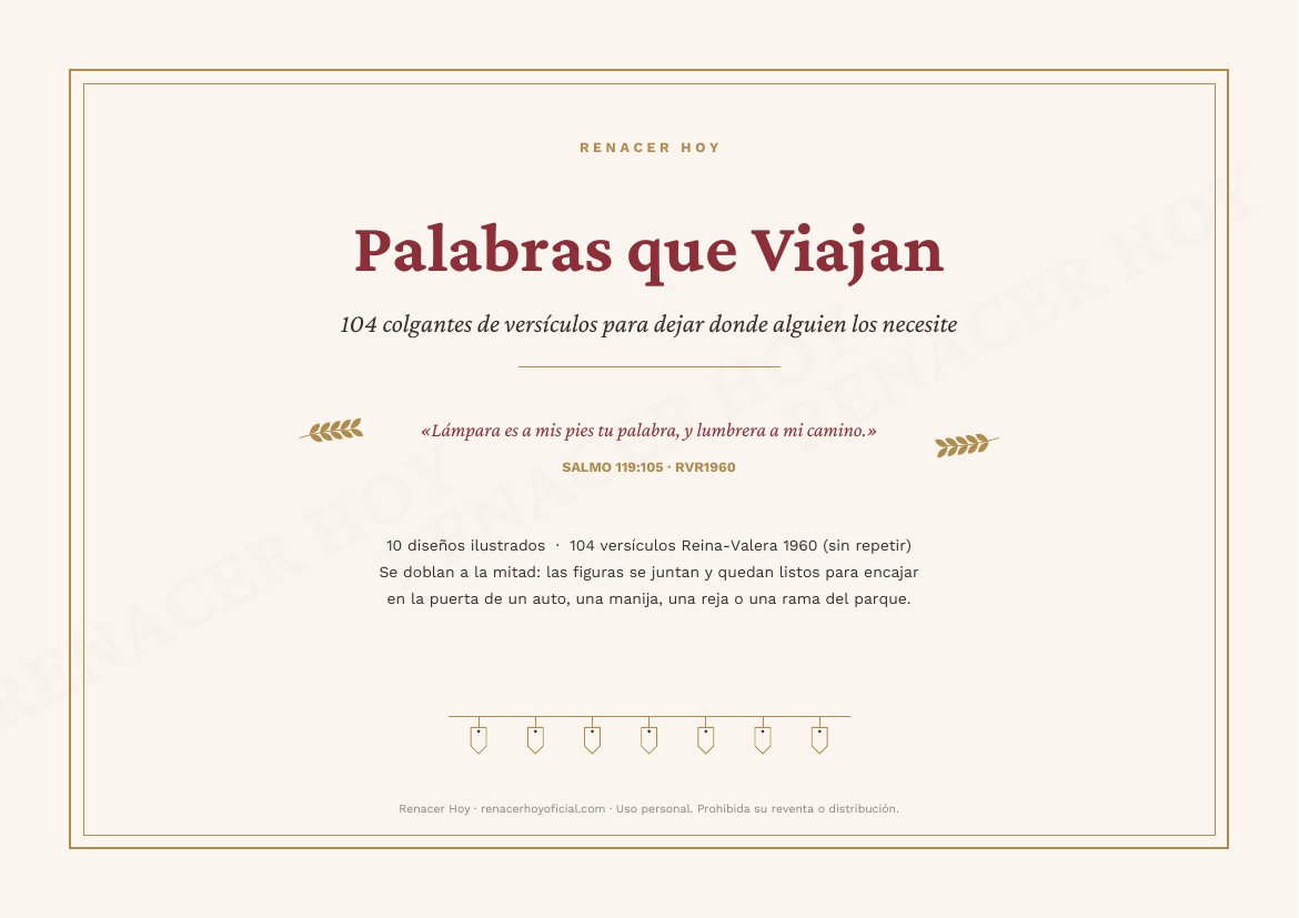 Portada de Palabras que Viajan — 104 colgantes de versículos